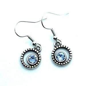 Brighton Halo Versatile Crystals Light Blue Aqua Circles Custom Silver Earrings